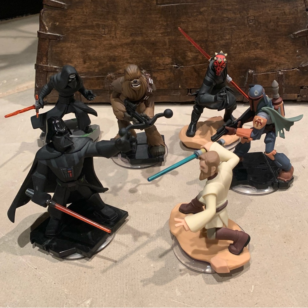 Disney Infinity Star Wars Character Figure Lot Darth Vader, Chewbacca, Obi-Wan
